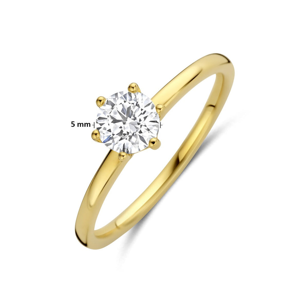 Gouden dames ring met lab grown diamant – 14k geelgoud