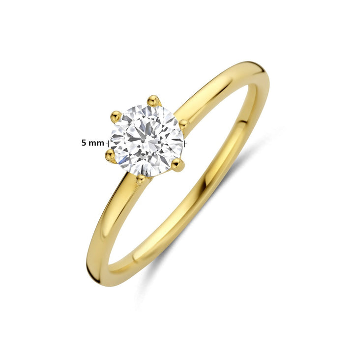 Gouden dames ring met lab grown diamant – 14k geelgoud