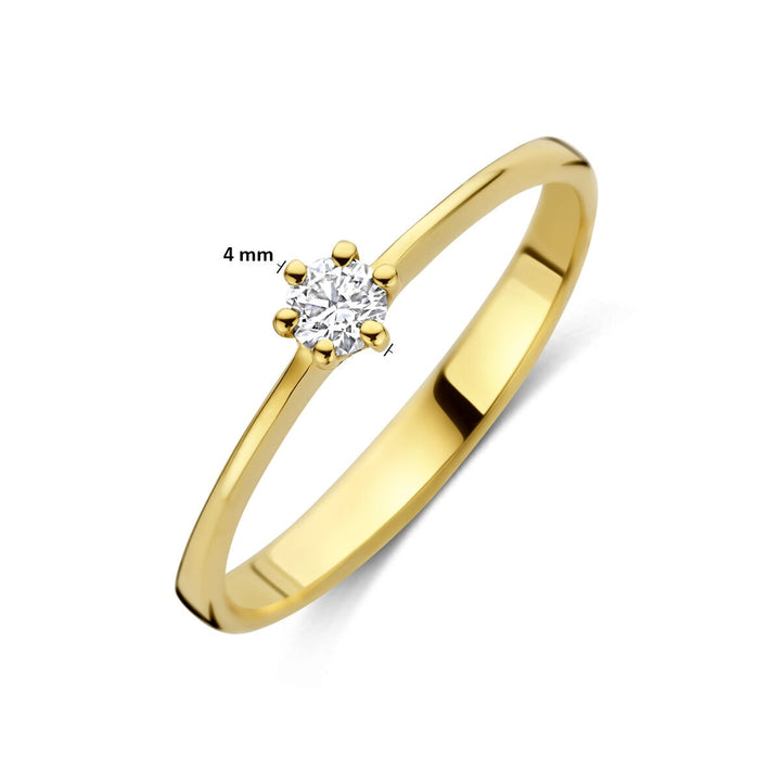 14k Geelgouden ring met lab grown diamant