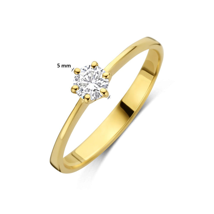 14k Geelgouden ring met lab grown diamant