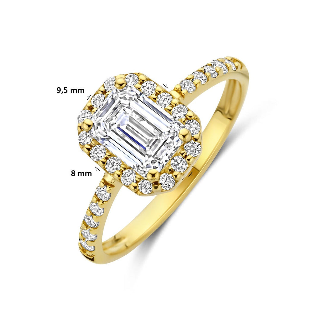 14k Geelgouden ring met emerald cut lab grown diamant – inclusief certificaat