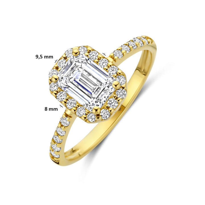 14k Geelgouden ring met emerald cut lab grown diamant – inclusief certificaat