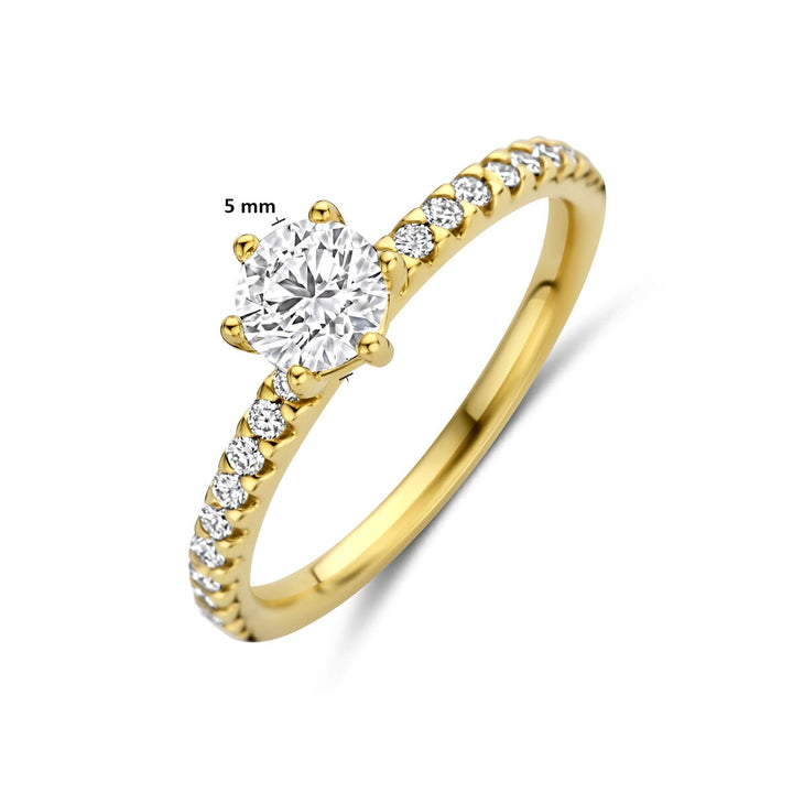 Gouden dames ring met lab grown diamant – 14k geelgoud