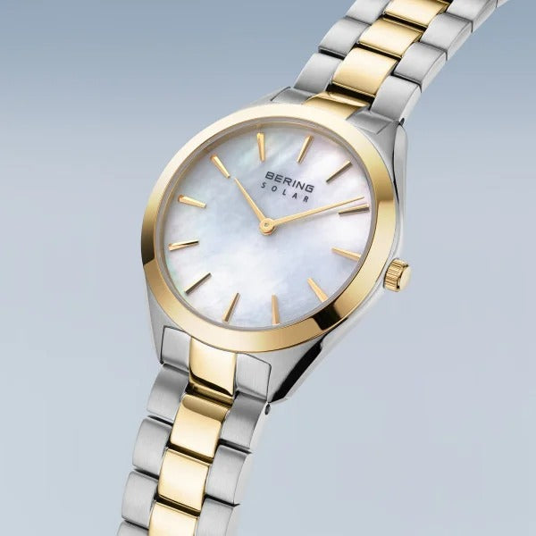 Bering horloge dames – Solar, bicolor zilver-goud