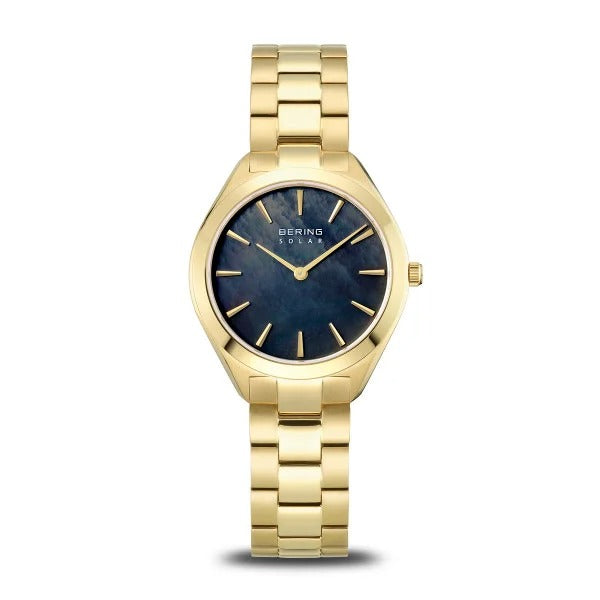 Bering horloge dames – Solar met blauwe parelmoer wijzerplaat
