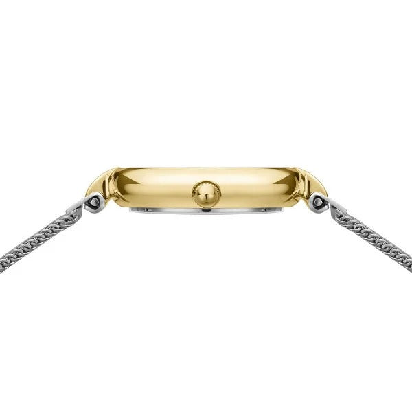 Bering horloge dames – Classic, goudkleurig met zilveren Milanese band