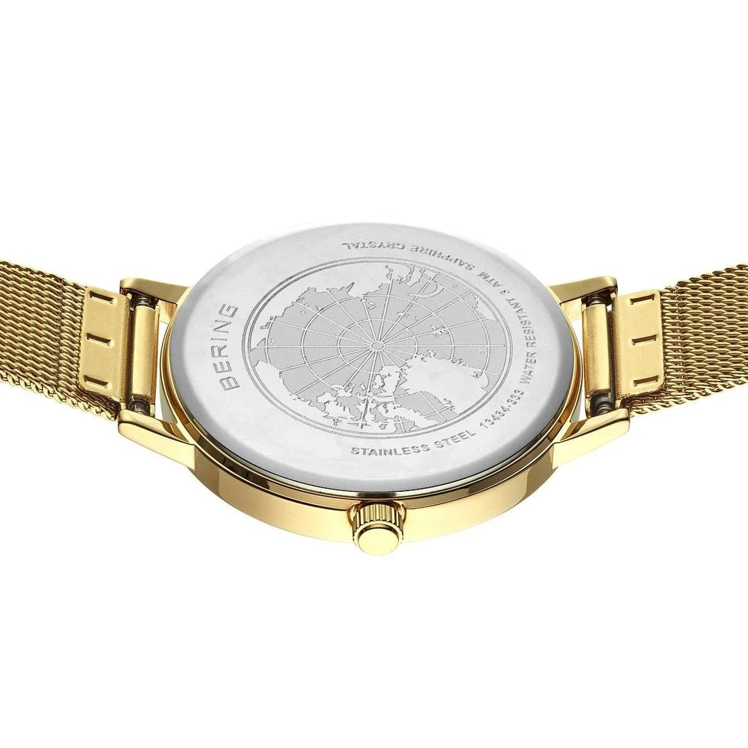 bering dames horloge goudkleurige wijzerplaat 13434-333