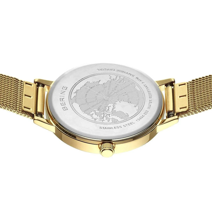 bering dames horloge goudkleurige wijzerplaat 13434-333