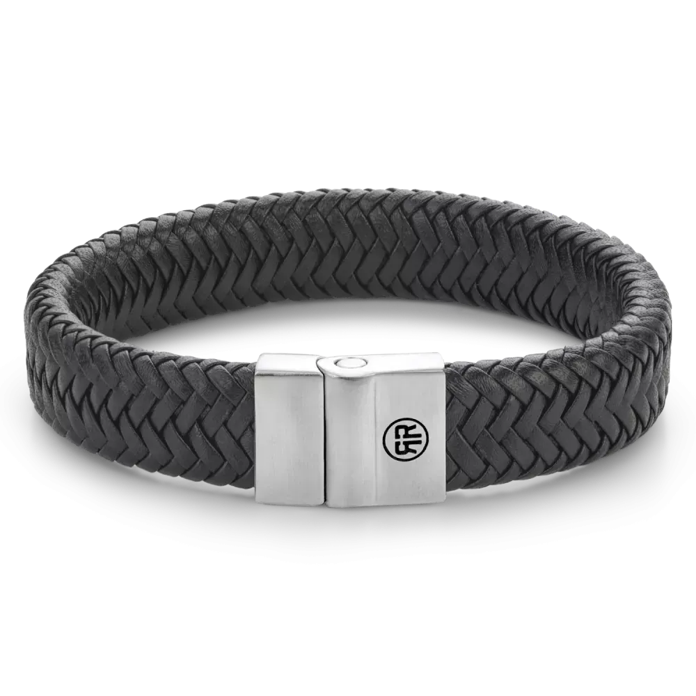 Men's Adjustable Leather Initial Bracelet - Genuine Woven Leather, Engraved Stainless Steel Clasp, Personalized A-Z - View #7