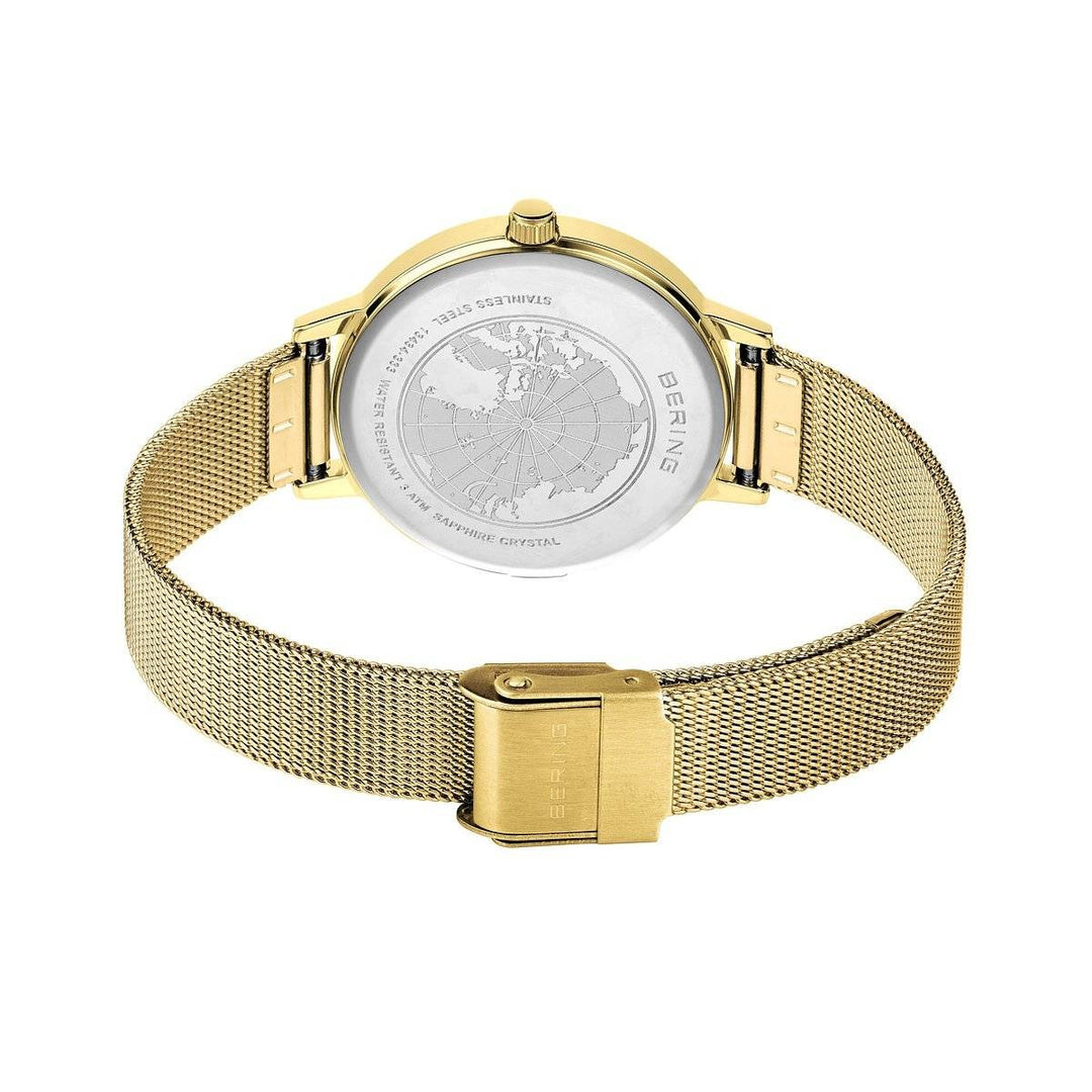 bering dames horloge goudkleurige wijzerplaat 13434-333
