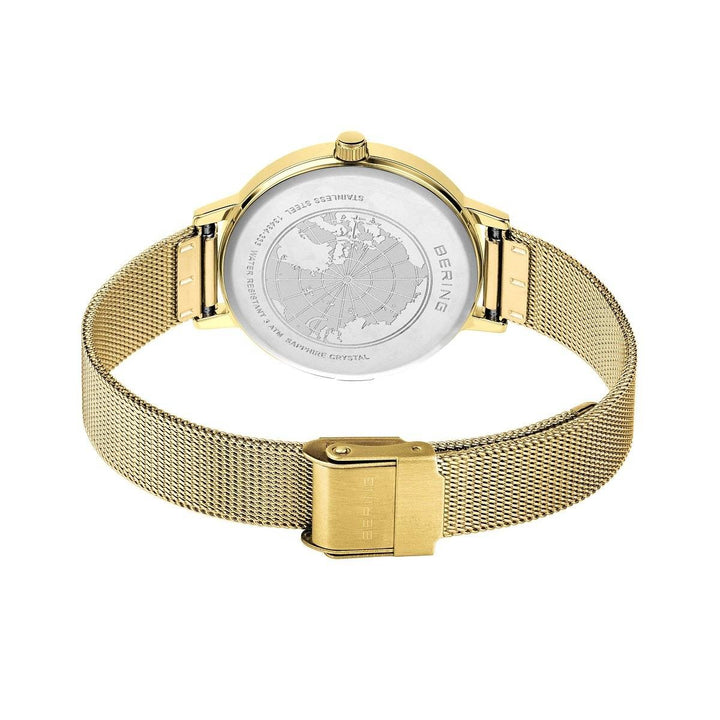 bering dames horloge goudkleurige wijzerplaat 13434-333