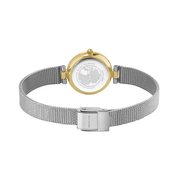 Bering horloge dames – Classic, goudkleurig met zilveren Milanese band