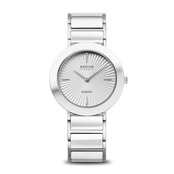 Bering horloge dames – Ceramic, zilver met witte keramiek