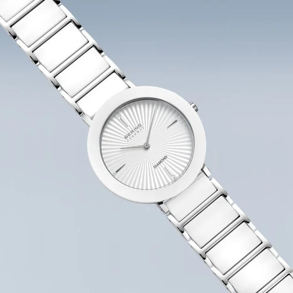 Bering horloge dames – Ceramic, zilver met witte keramiek