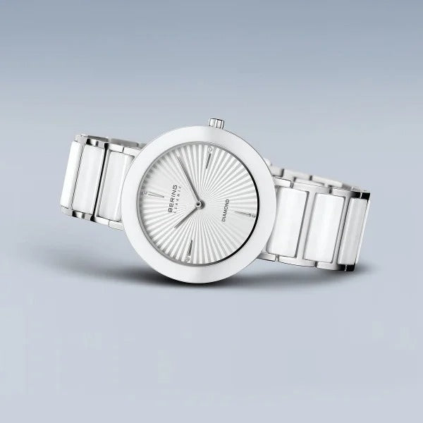 Bering horloge dames – Ceramic, zilver met witte keramiek