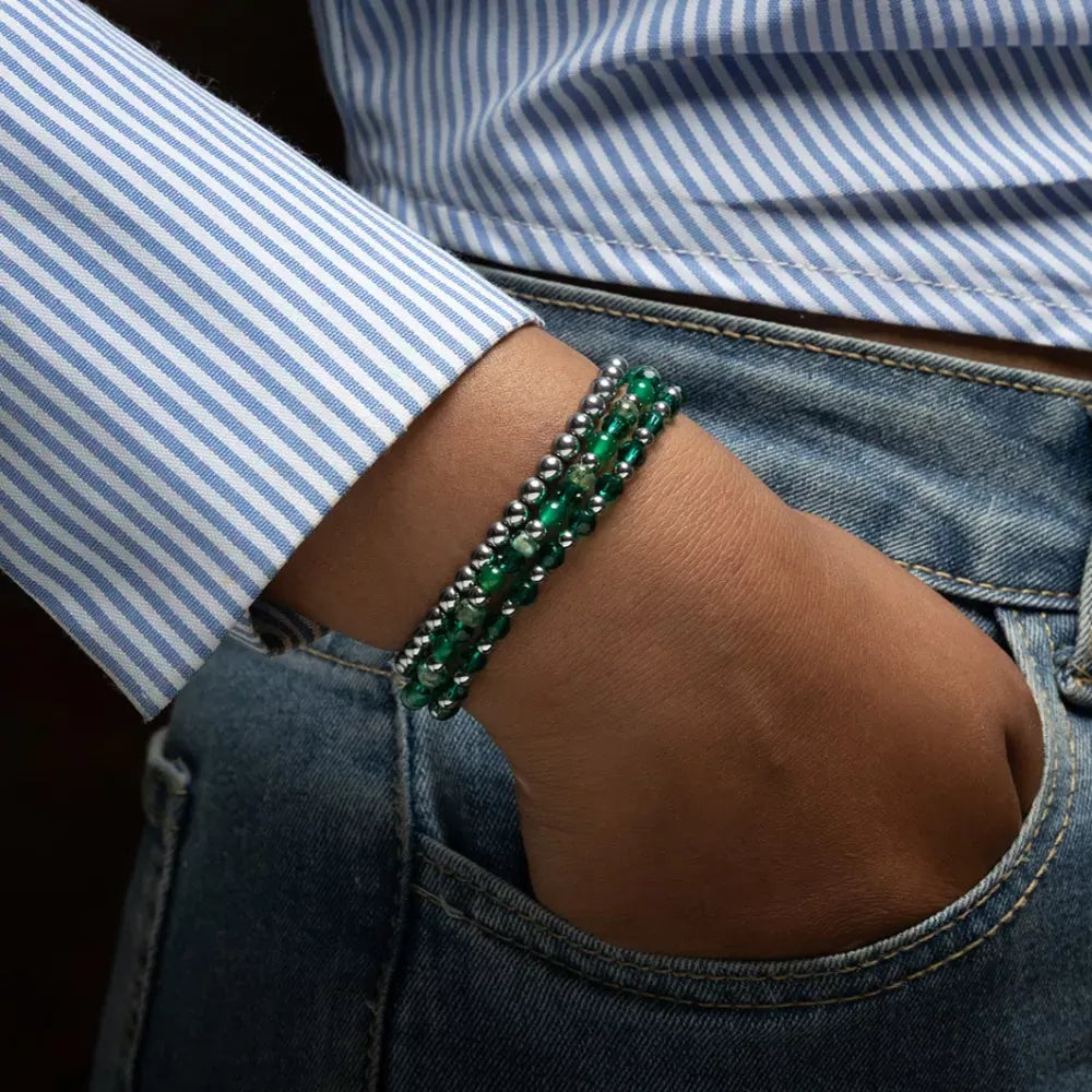 Green Morning Glam Rocks Silver kralen armband dames