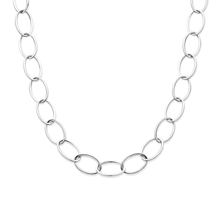 Zilveren dames armband gerhodineerd met anker schakel - 16 mm 45 cm