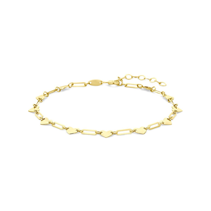 14k Geelgouden hartjes armband – verstelbaar van 16 tot 19 cm