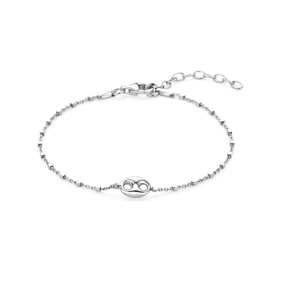 Gerhodineerd 925 zilveren koffieboon armband