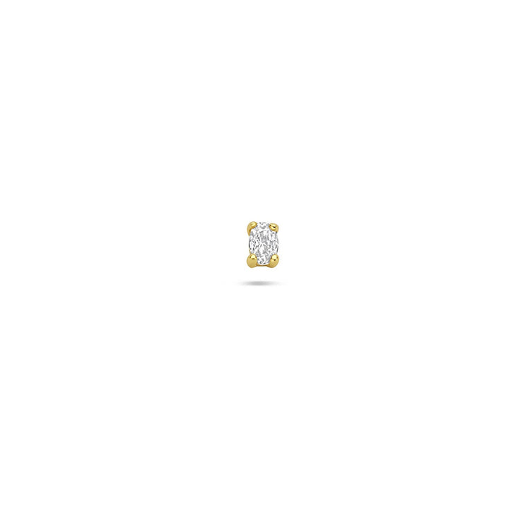 Verguld 925 zilveren flat back piercing met ovale zirkonia