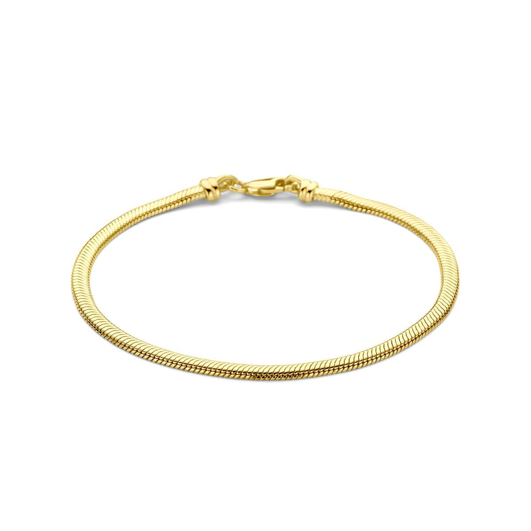 9k Geelgouden slangenarmband met zilveren kern