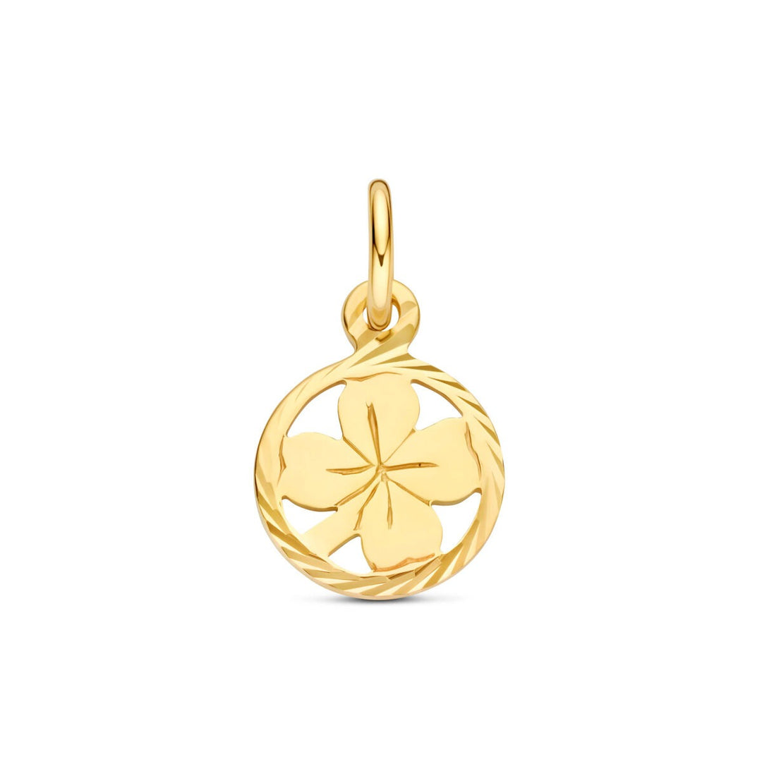 9k Geelgouden klaver hanger