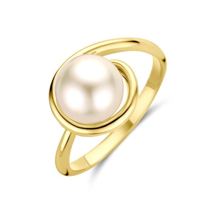 14k geelgouden ring met parel