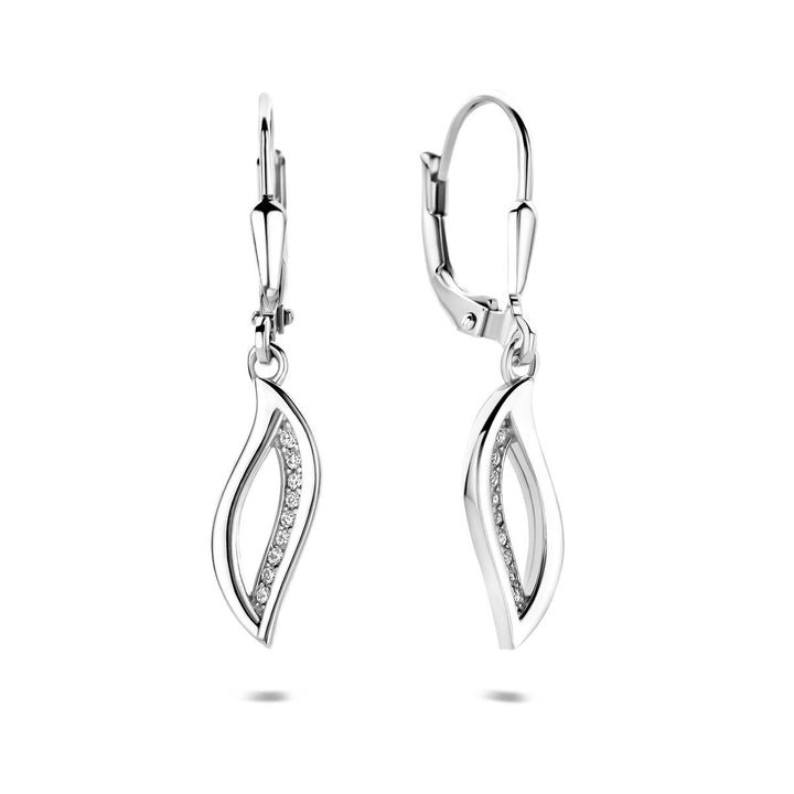 Gerhodineerd 925 zilveren oorhangers met zirkonia