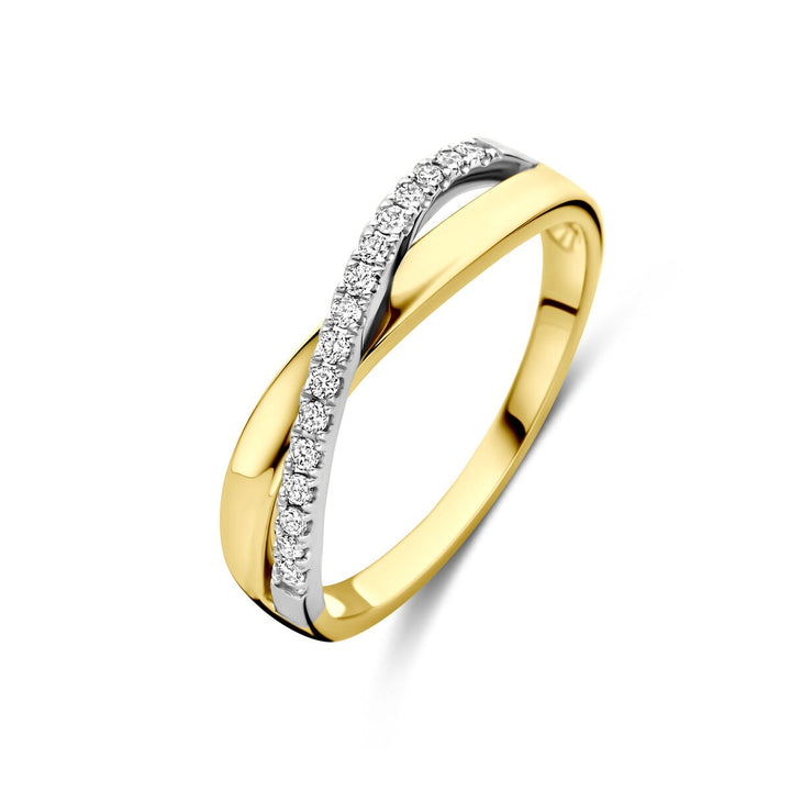 14k bicolor damesring met diamant – 0.14 ct, 5 mm