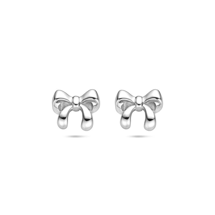 Gerhodineerd zilveren oorknoppen in strikvorm 8x9.5mm