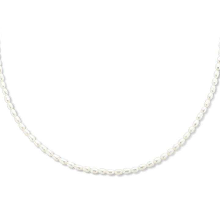 necklace pearl 3.2 mm 40 + 5 cm 3 micron silver gold plated (yellow)