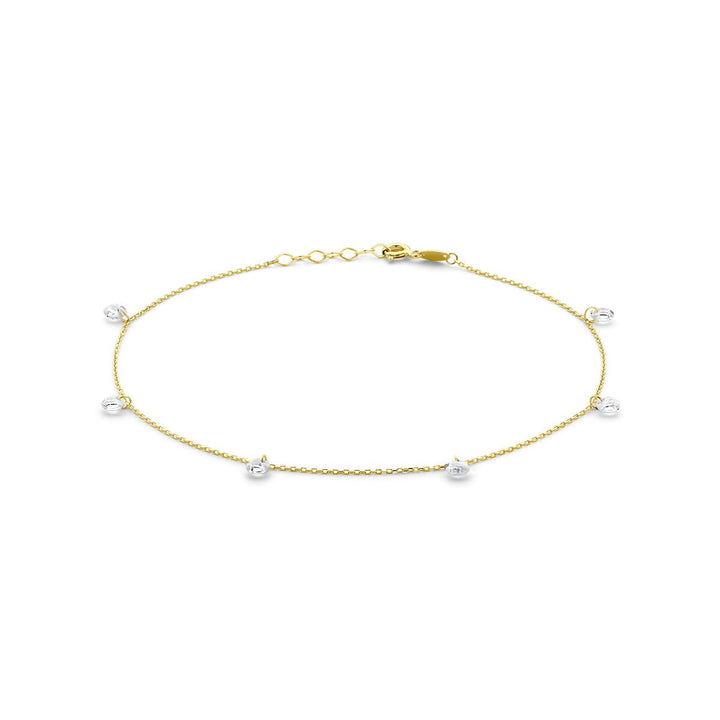 14k Geelgouden Enkelbandje met Zirkonia en Karabijnsluiting