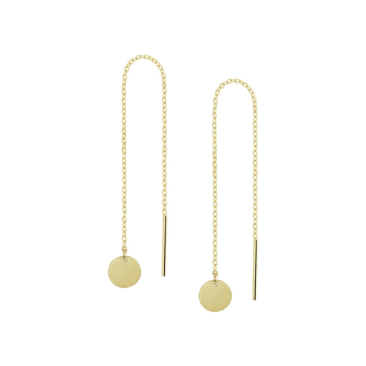 pull-through earrings, rounds, 14K yellow gold