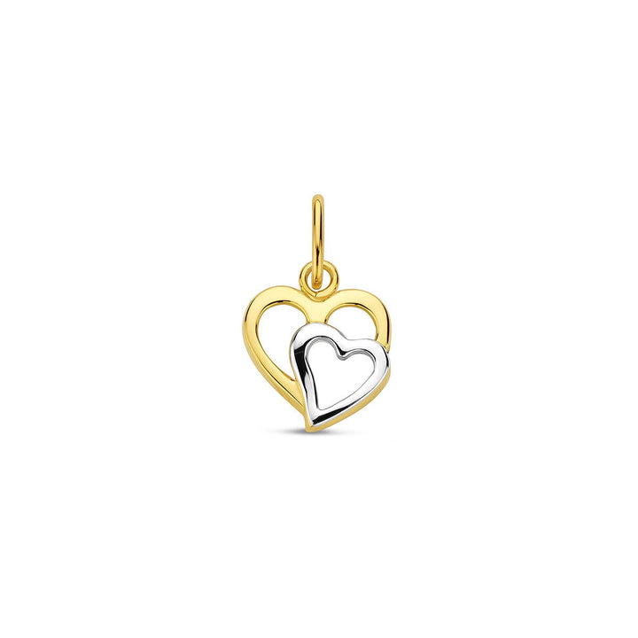 9k bicolor gouden hart hanger