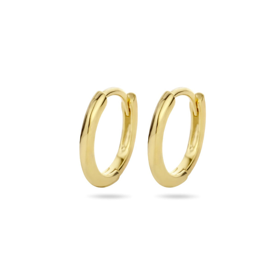 Vergulde zilveren klapoorringen dames – geelgoud op 925 zilver, half-rond 12,5 mm