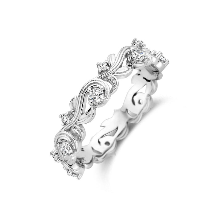 Gerhodineerd 925 zilveren ring met zirkonia