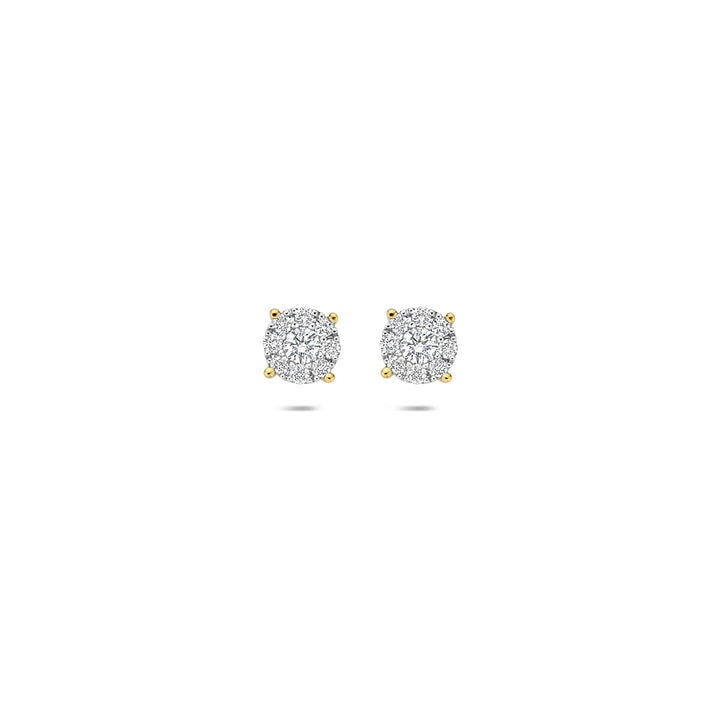 14k bicolor oorknoppen met diamant – 0.25ct, 5mm