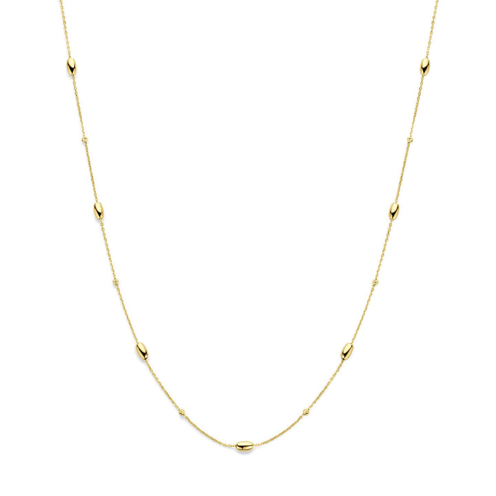 14k Geelgouden collier met bolletjes en staafjes