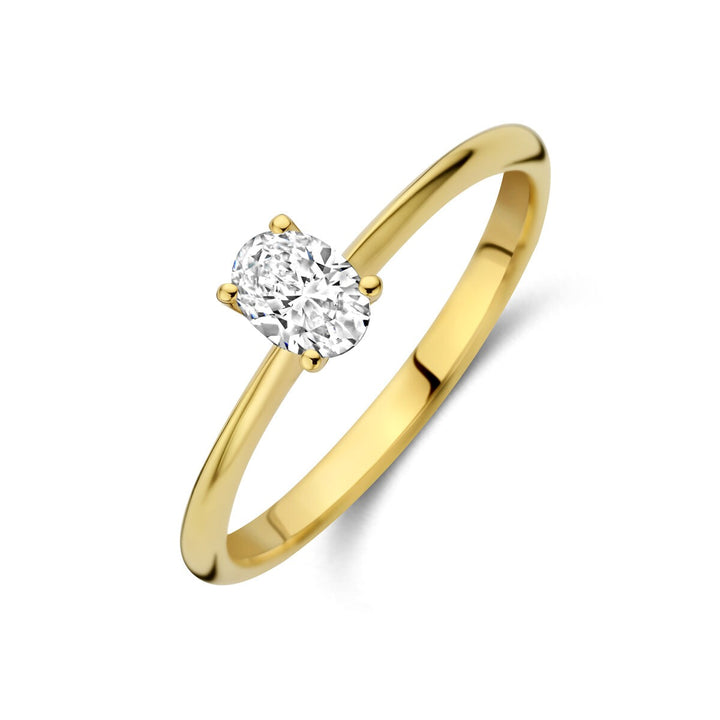 14k Geelgouden ring met lab grown diamant – ovaal 0.30ct
