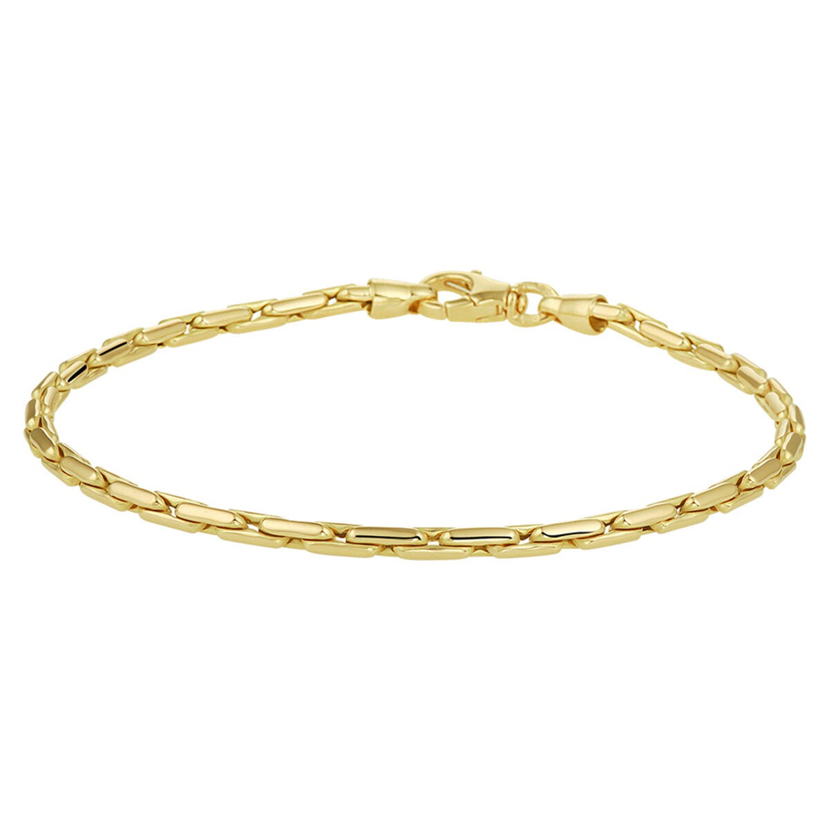 Geelgouden armband met een schakelpatroon en een sluiting.