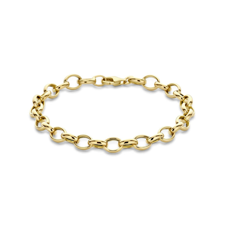 14k geelgouden armband met fantasie schakel – elegantie met karakter