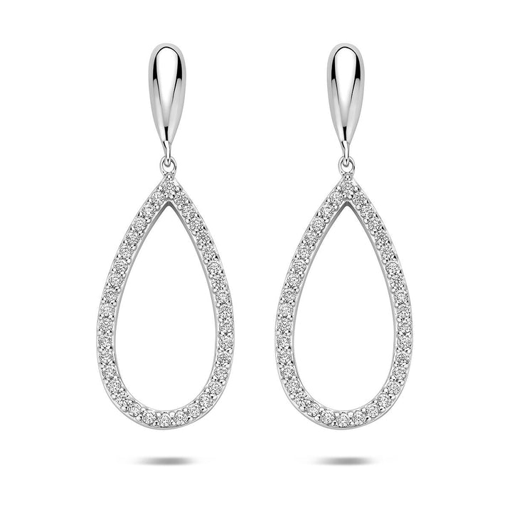 Zilveren oorhangers met zirkonia – gerhodineerd 925 zilver 43 mm