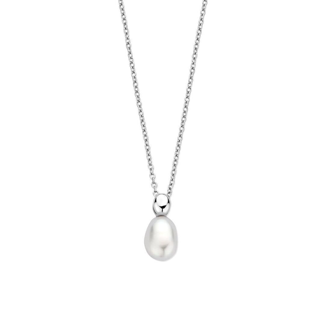 Zilveren collier met zoetwaterparel – gerhodineerd 925 zilver
