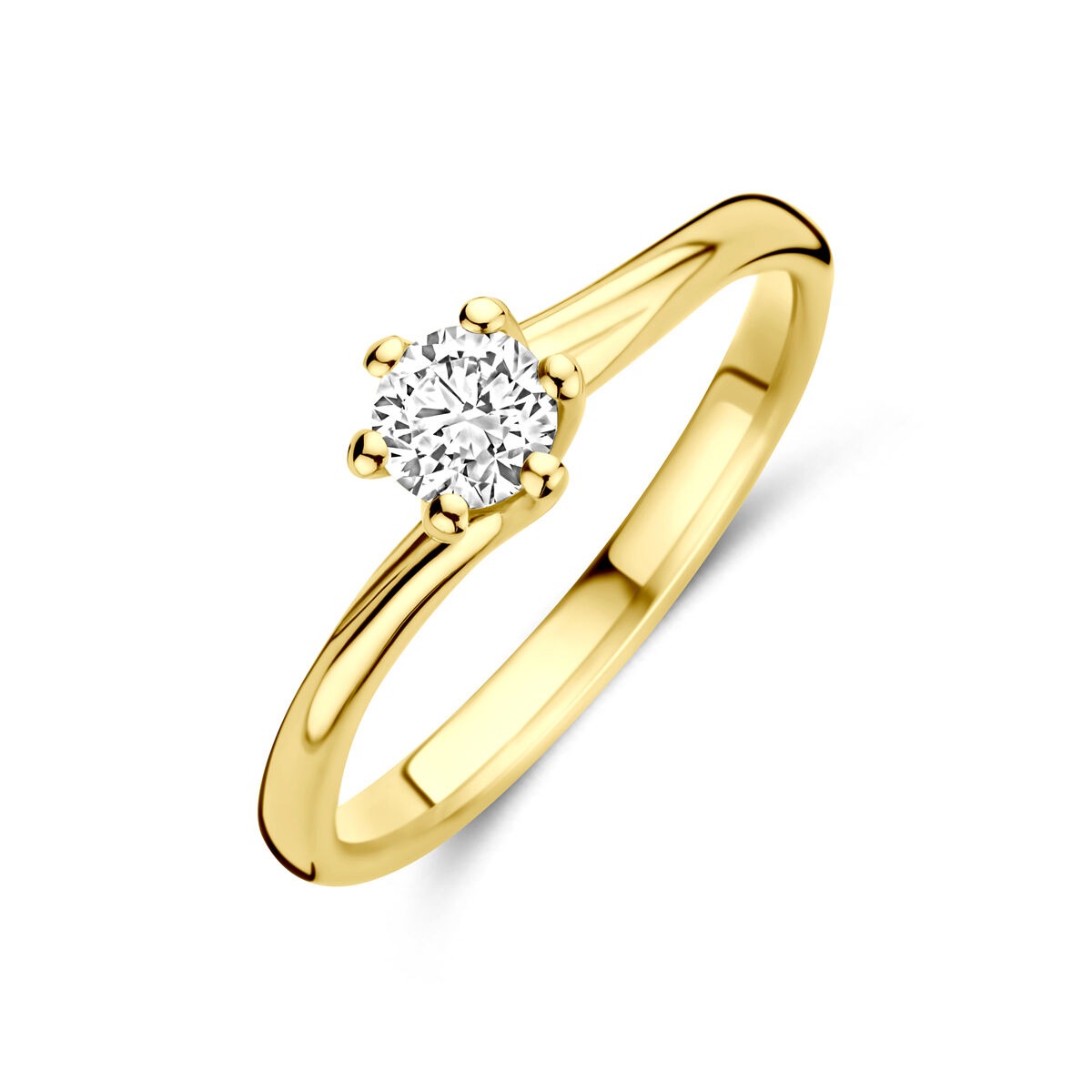 Geelgouden ring met een lab grown diamant van 0.30ct, met een eenvoudige, elegante zetting.