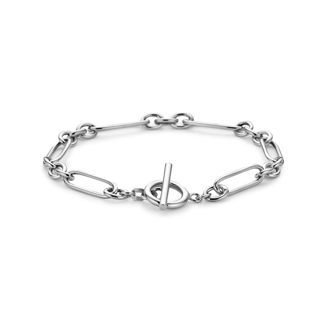Gerhodineerd Zilveren Schakel Armband Anker
