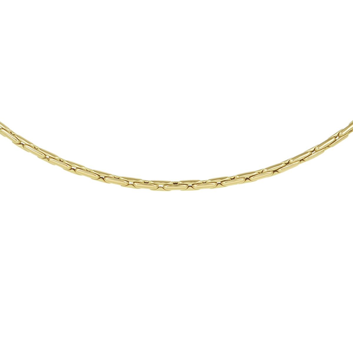 Geelgouden collier met een gedraaid ontwerp en een glanzende afwerking.