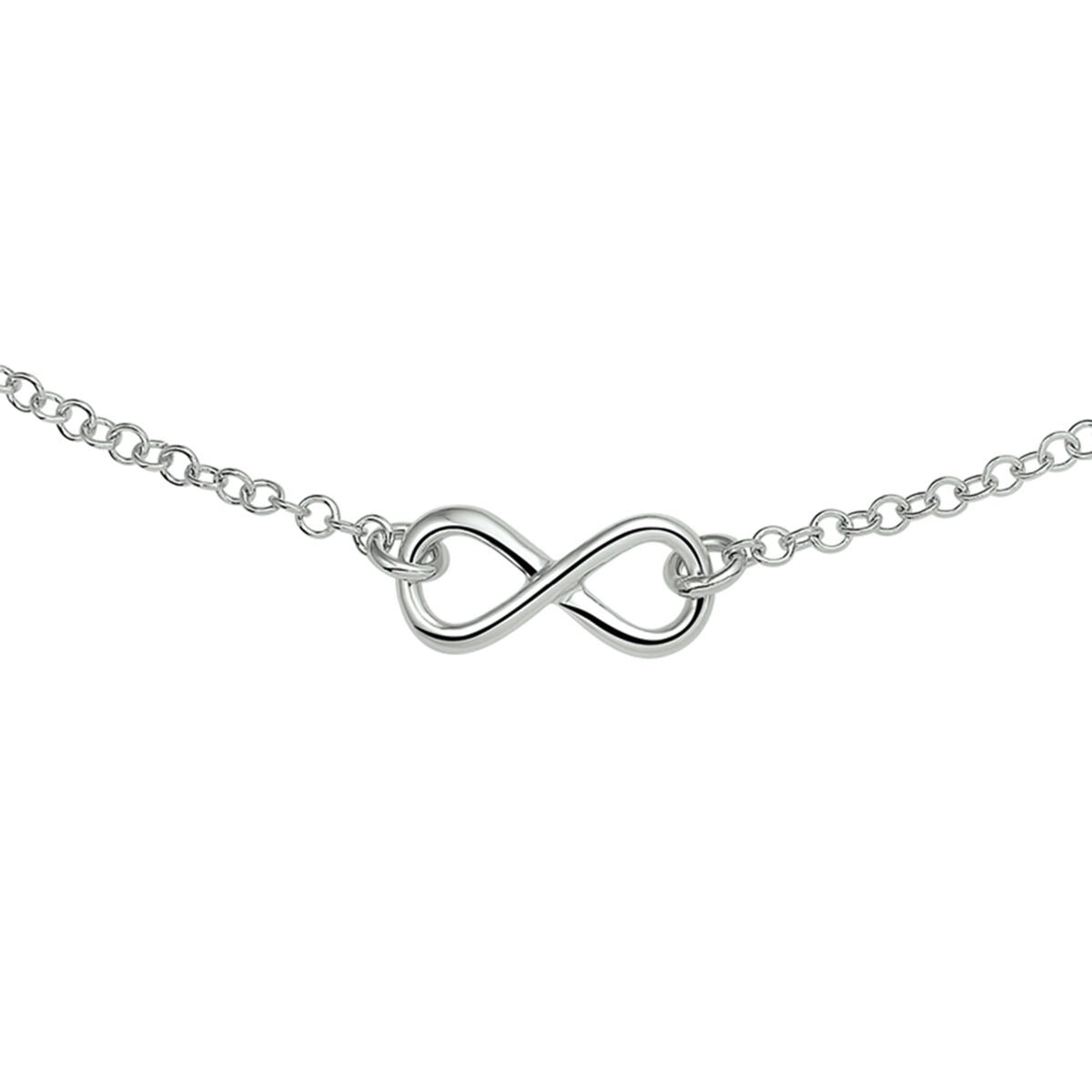 Zilveren collier van gerhodineerd 925 zilver met een infinityteken als hanger.