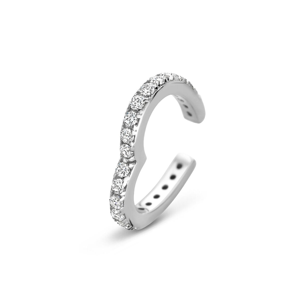 Gerhodineerd zilveren ear cuff met hartje en zirkonia