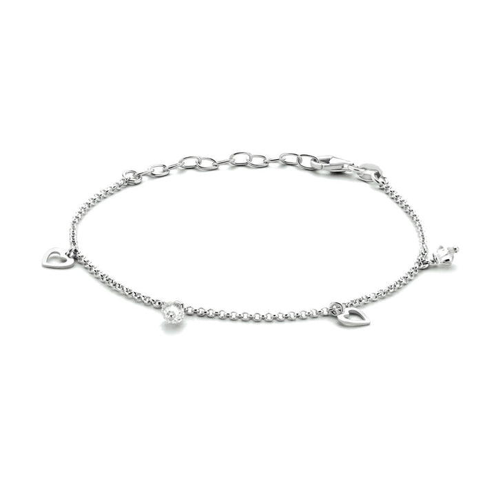 Zilveren kinder enkelbandje met transparante steen – gerhodineerd 925 zilver