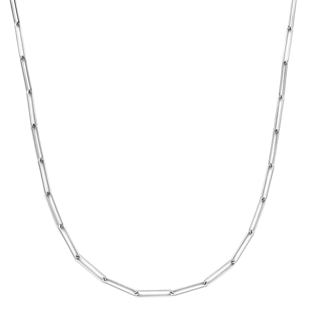 Gerhodineerd zilveren anker collier van 45 cm met een breedte van 3,6 mm en een schakelpunt design.